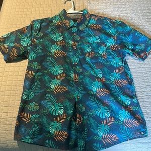 Men’s Ocean Current Button-Down Tropical Print Shirt Men’s Medium